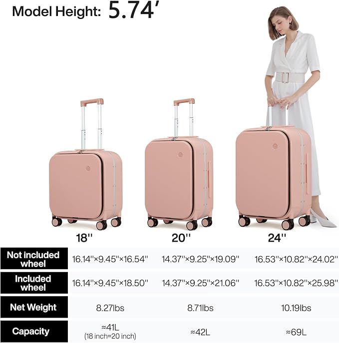 mixi Carry On Luggage, 18” Suitcase - Image 6