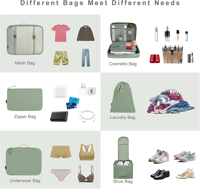 BAGAIL 8 Set Packing Cubes Luggage Packing Organizers - Image 5