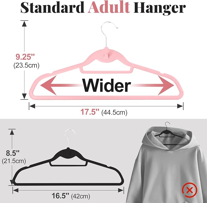 Velvet Felt Stackable Hangers 50 Pack, Non Slip, - Image 3