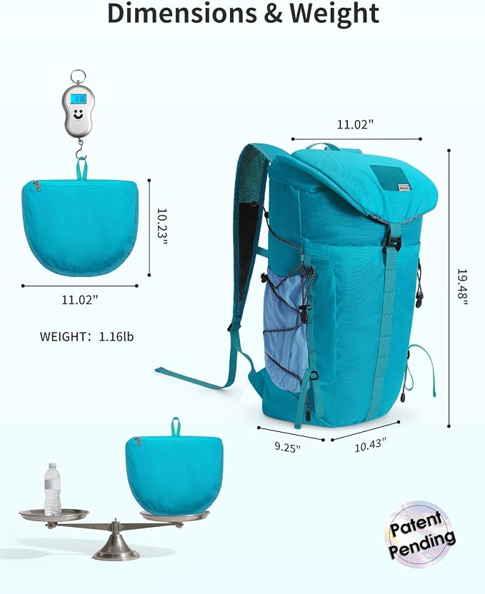 Blue Quartz Hiking Backpack 30L Lightweight Packable Backpack - Image 7