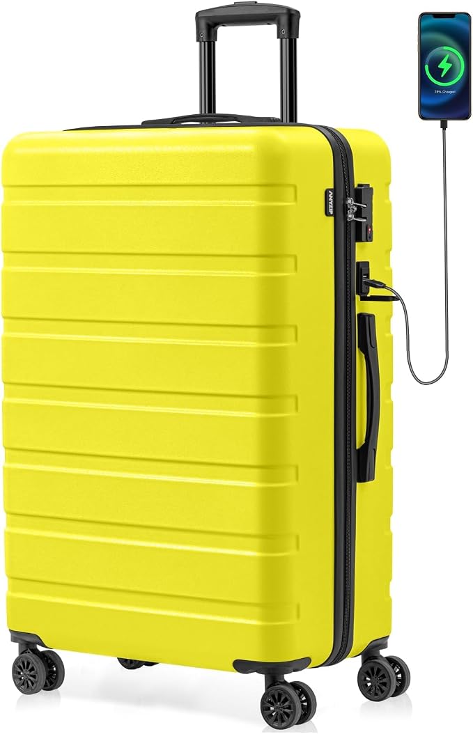 AnyZip Suitcase Hardside PC ABS Lightweight USB Luggage by YourBestTravelChoice
