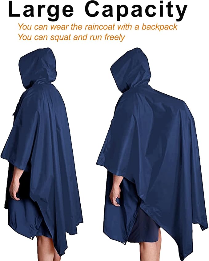 salamra Hooded Rain Poncho Waterproof Raincoat Jacket - Image 5