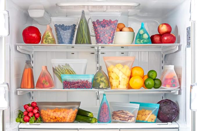 Zip Top Reusable Food Storage Bags | Full Set of 8 | Silicone Meal Prep - Image 7