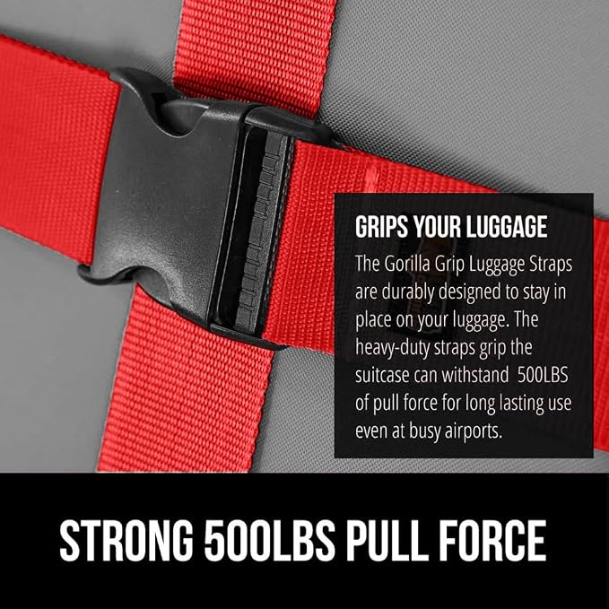 GORILLA GRIP Heavy Duty 4 Pack Adjustable Luggage Straps - Image 3