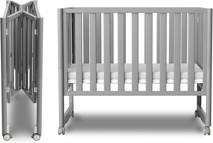 EvoNook 6-in-1 Convertible Mini Crib, 100% New Zealand Solid Wood, 4 Adjustable by MAMAZING