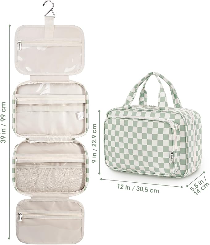 Narwey Travel Toiletry Bag for Women Large Hanging Makeup Bag Organizer - Image 9