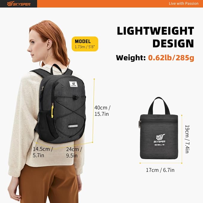 SKYSPER Small Hiking Backpack -12L Lightweight Packable Daypack - Image 2