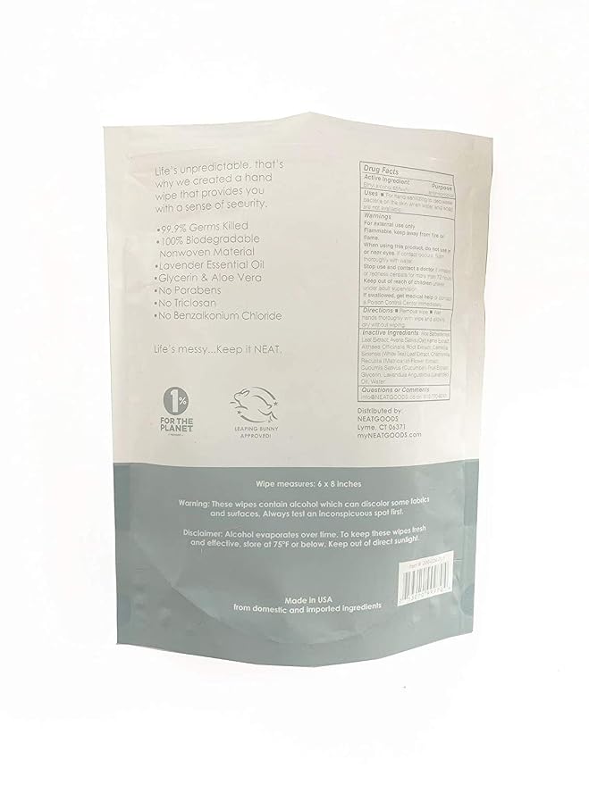 NEATwipes Hand Sanitizing Wipes | Travel Size | Disposable Wet Wipe & Planet - Image 2