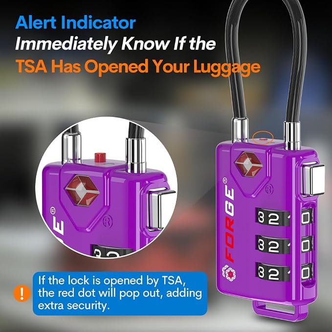 Forge TSA Approved Luggage Locks, Re-settable Combination - Image 3