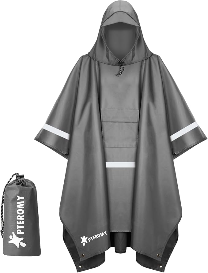PTEROMY Hooded Rain Poncho for Adult by PTEROMY