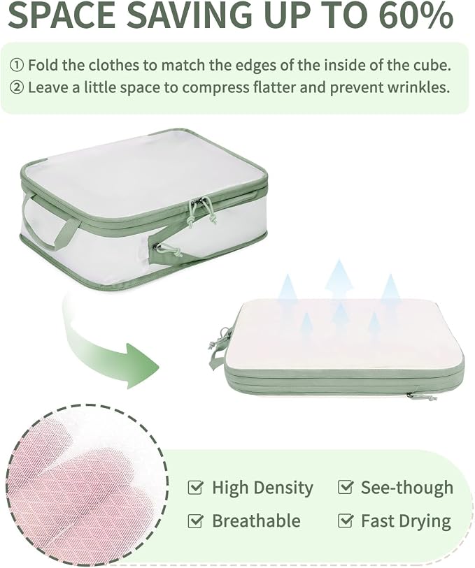 ECOHUB 6 Set Compression Packing Cubes, Lightweight Vacation Travel Essentials - Image 3