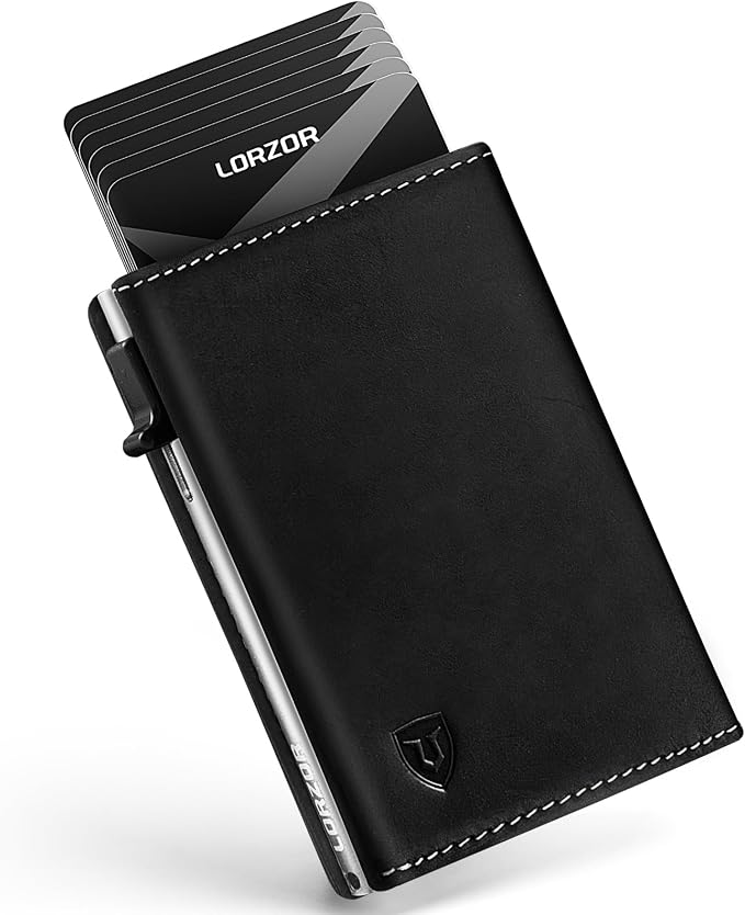 LORZOR Wallet for Men with Metal Card Holder, Pop Up Wallet, Finest Full Grain by LORZOR