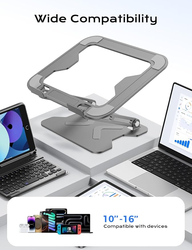 Foldable Laptop Stand for Desk, Adjustable Height Ergonomic Computer Stand - Image 5