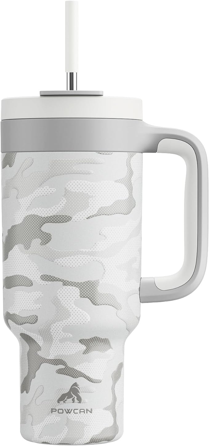 POWCAN 40 oz Camo Tumbler with Handle, 2-in-1 Straw and Sip Lid, Dishwasher Safe by POWCAN