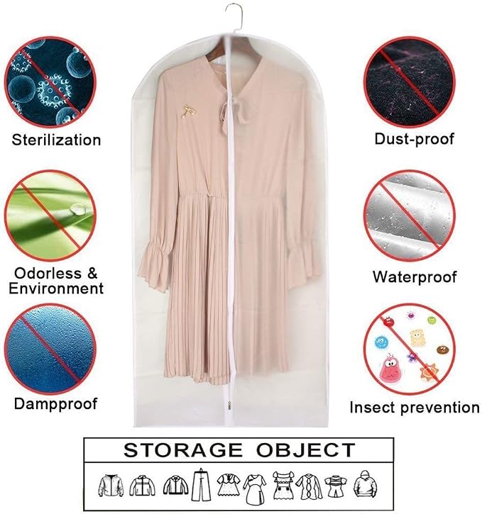 Garment Bag Covers 24'' x48'' Garment Bags White Breathable Full Zipper Dust - Image 4