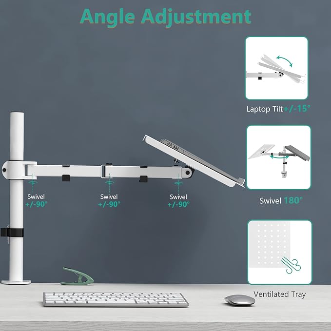 WALI Laptop Mount Arm for Desk, Laptop Tray, Fully Adjustable, - Image 5