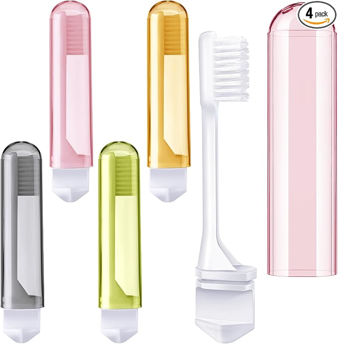 Patelai 4 Pcs Travel Toothbrush Set, Soft Bristle Mini Foldable Tooth Brush by Patelai