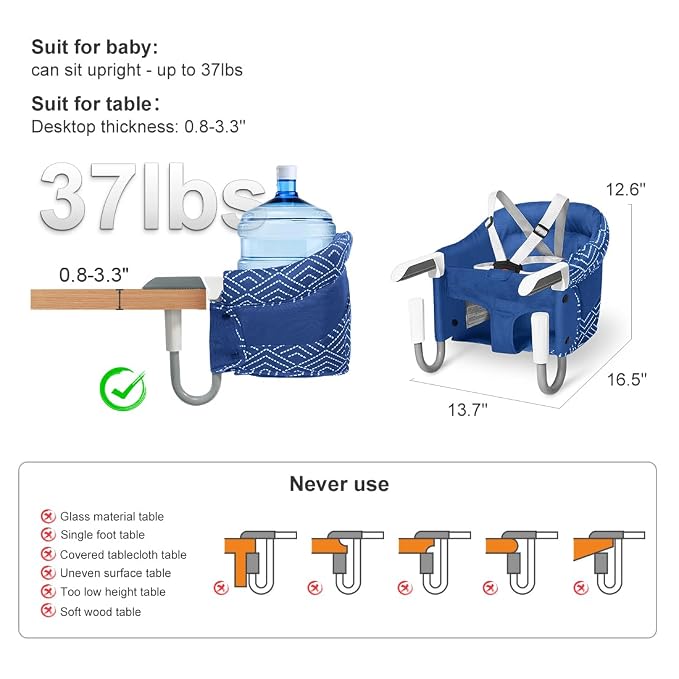 MTWML Hook On High Chair with Tray, Portable Baby High Chair That Attaches to - Image 3
