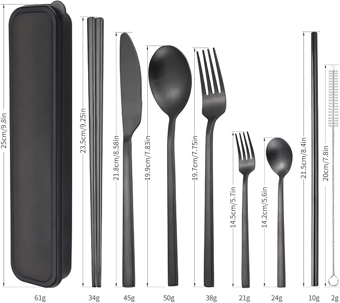 AARAINBOW 6 Pieces Stainless Steel Flatware Set Portable Reusable Cutlery Set - Image 2