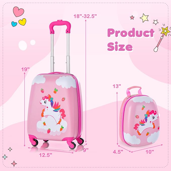 HONEY JOY Kids Luggage, Lightweight Toddler Girls Suitcase, Durable ABS - Image 9