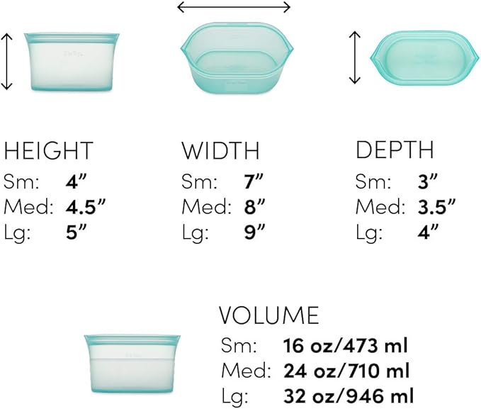 Zip Top Reusable Food Storage Bags | 3 Dish Set | Silicone Meal Prep Container - Image 4