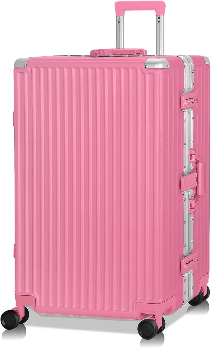 AnyZip Luggage Aluminium Frame Suitcase Hard Shell TSA Lock No Zipper 28In Rose by YourBestTravelChoice