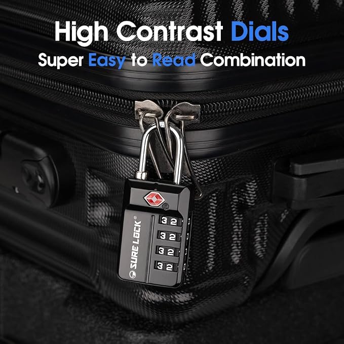 SURE LOCK TSA Approved 4-Digit Resettable Combination Luggage Locks - Image 6