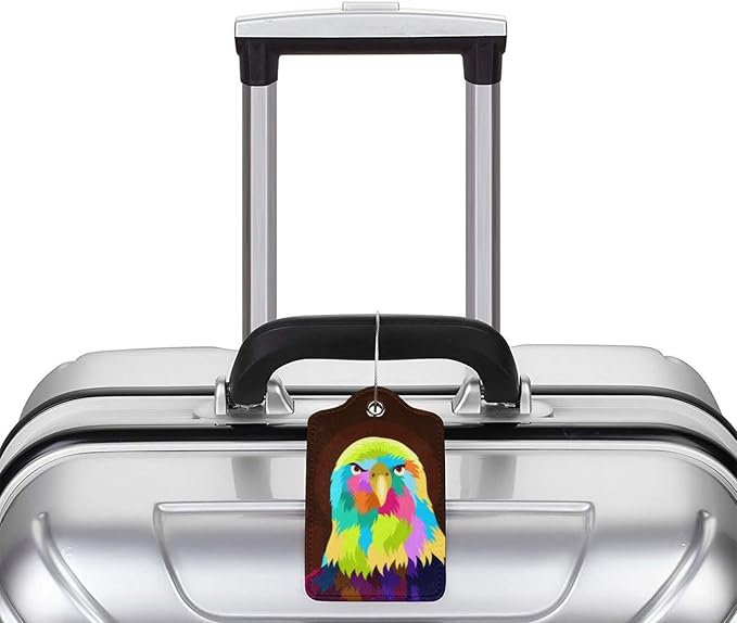 2-Pack Eagle Luggage Tags for Suitcases, Leather Bird Pattern Colorful Animal - Image 5