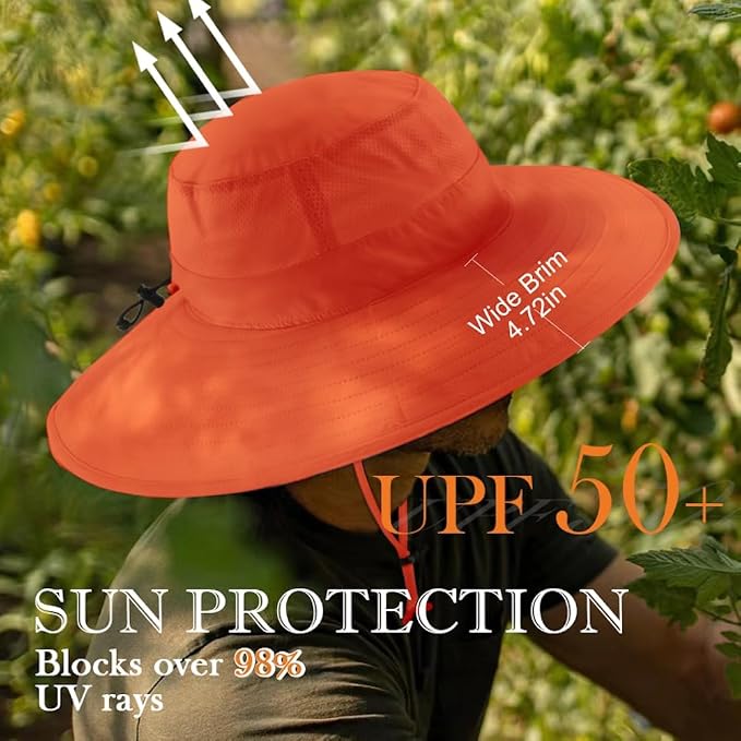 Home Prefer UPF50+ Mens Sun Hat Wide Brim Fishing Hat Foldable Large Brim UV - Image 3