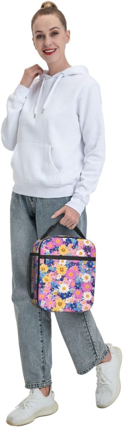 Floral Insulated Lunch Box for Women Men Floral Lunch Bag for Travel, or - Image 8