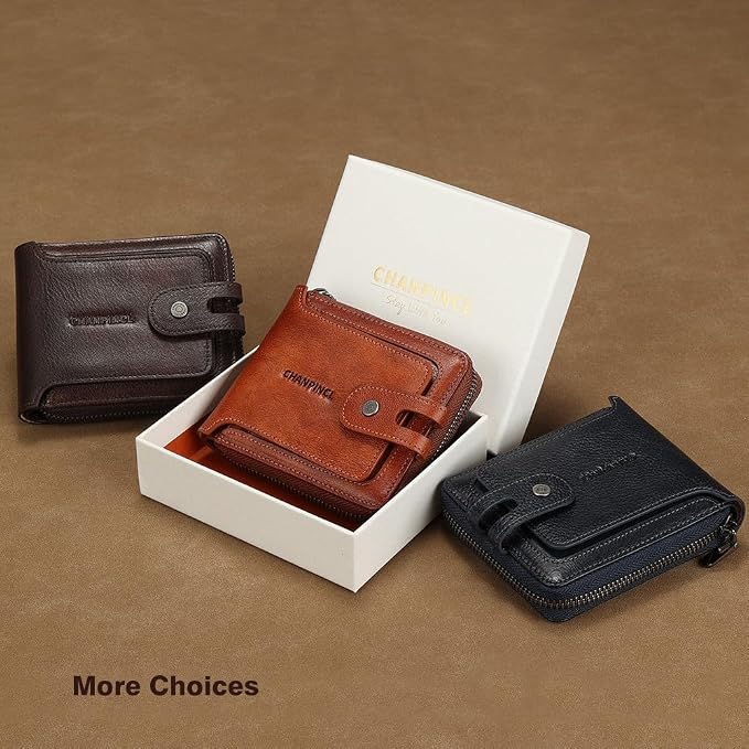 Men's brand buckle driver's license zipper genuine leather wallet, large - Image 6
