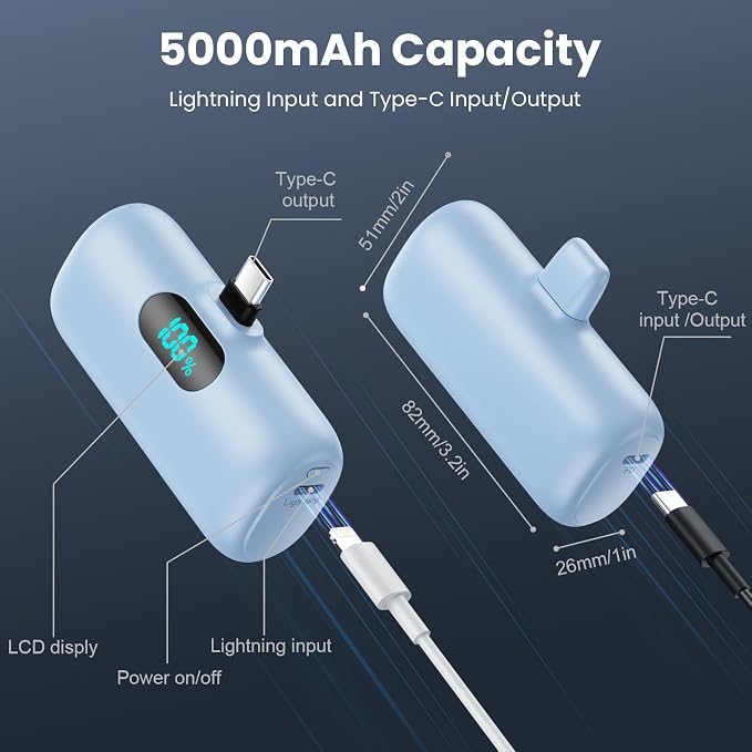 Mini Portable Charger 5000mAh Power Bank, 3A PD USB C Cell Phone Portable Power - Image 5