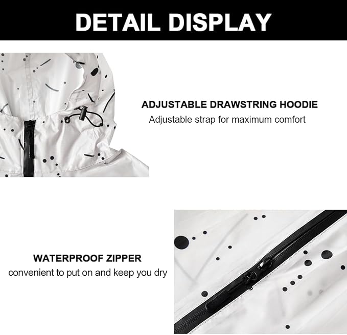 Rain Poncho Jacket Coat Hooded Zipper Style - Image 4