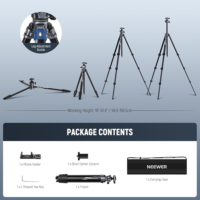 NEEWER LITETRIP LT07 61" Aluminum Travel Tripod - Image 9