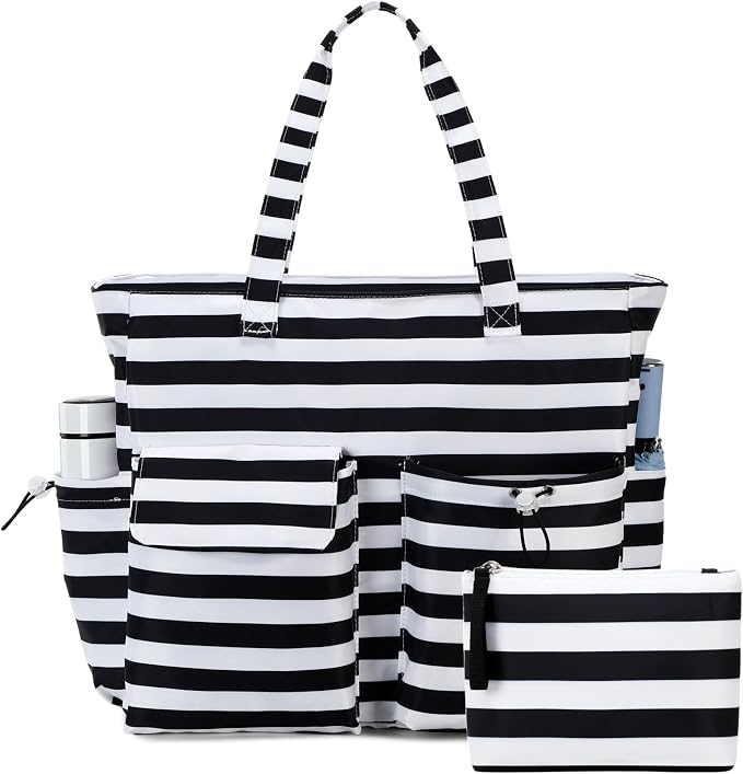 LEDAOU Large Beach Tote Bag Women Waterproof Sandproof Zipper Beach Tote Bag by LEDAOU
