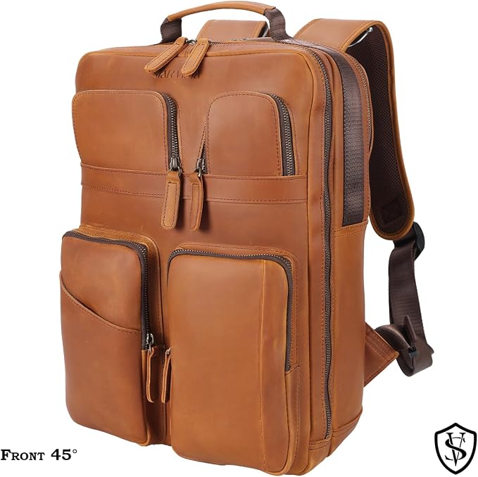STAR VISTA Angelo 17.3" Vintage Full Grain Leather Laptop Backpack - Image 2