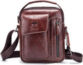 KPYWZER Genuine Leather Shoulder Bag Small Men Messenger Pack Handbag Sling by KPYWZER