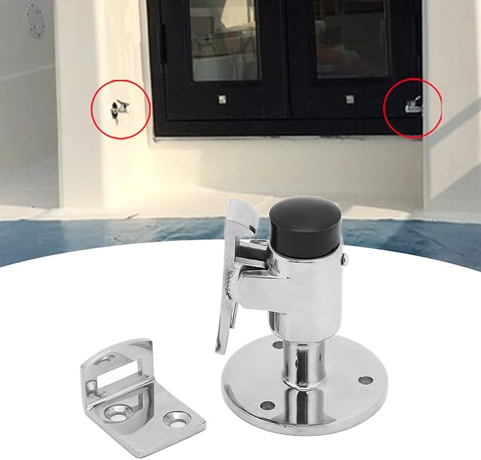Door Stopper Wall Mounted with Self-Locking Hook Windproof Heavy Duty Marine - Image 5