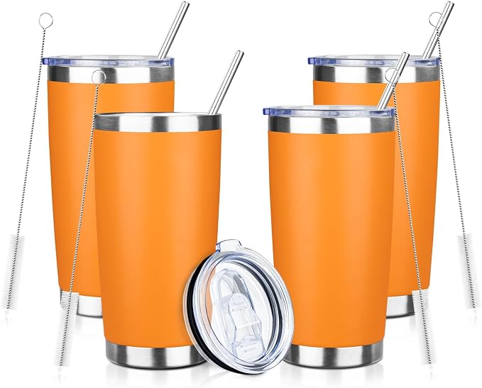 20oz Tumbler with Straw and Brush, Stainless Steel Vacuum Insulated tumbler by Unknown