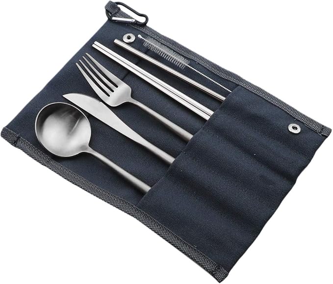 Gugrida Reusable Travel Utensils, 7 Pieces Portable 18/10 Stainless Steel - Image 7