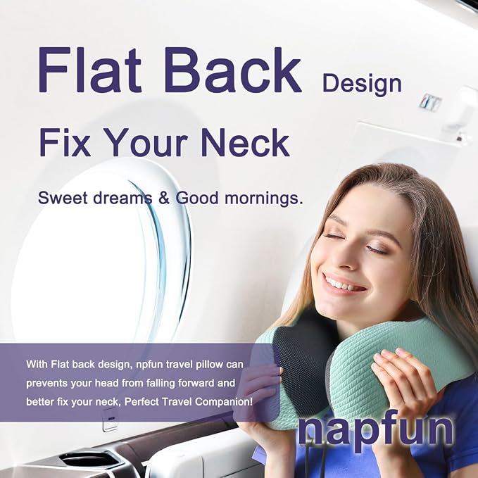 napfun Neck Pillow for Traveling, Upgraded Travel Neck Pillow for Airplane 100% - Image 2