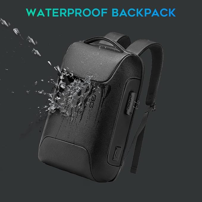 BANGE Black Genuine Leather Laptop Backpack - Image 8