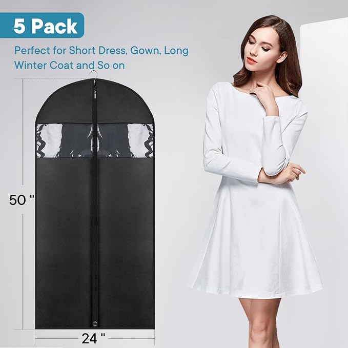 5 Pack - Moucas 50" Black Garment Bag, Mens Suit Bags - Image 6
