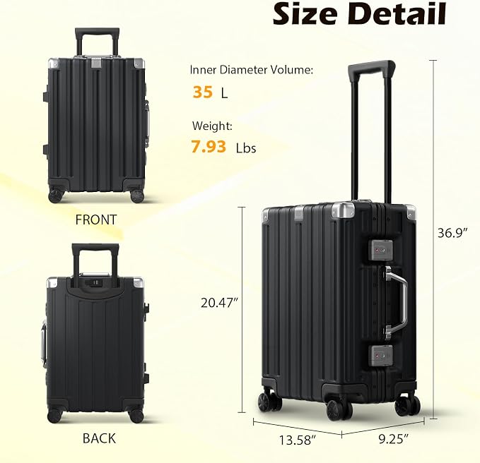 Krute Luggage Sets 2 Pieces Aluminum Frame Suitcase - Image 8