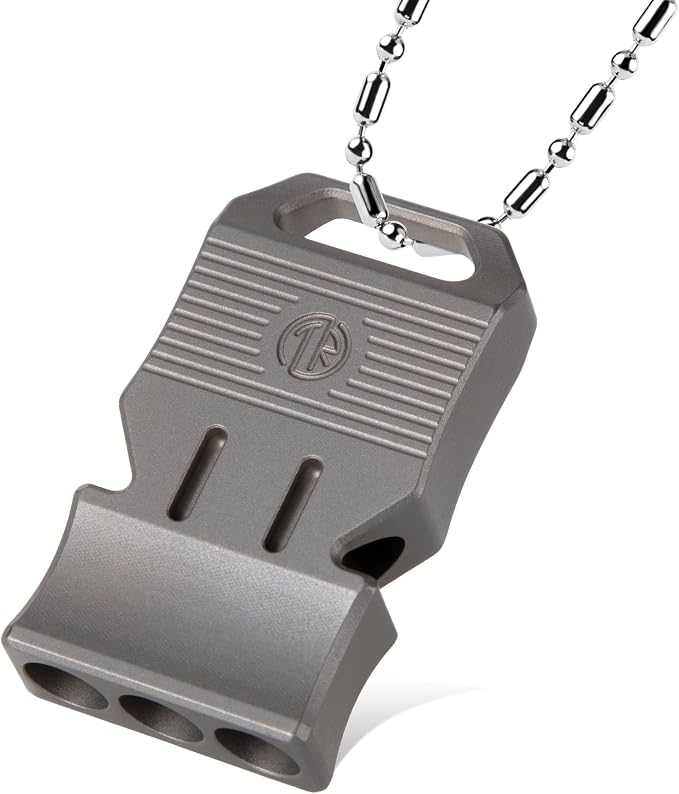 TACRAY Titanium Emergency Survival Whistle, Portable Necklace Whistle, Loud by TACRAY