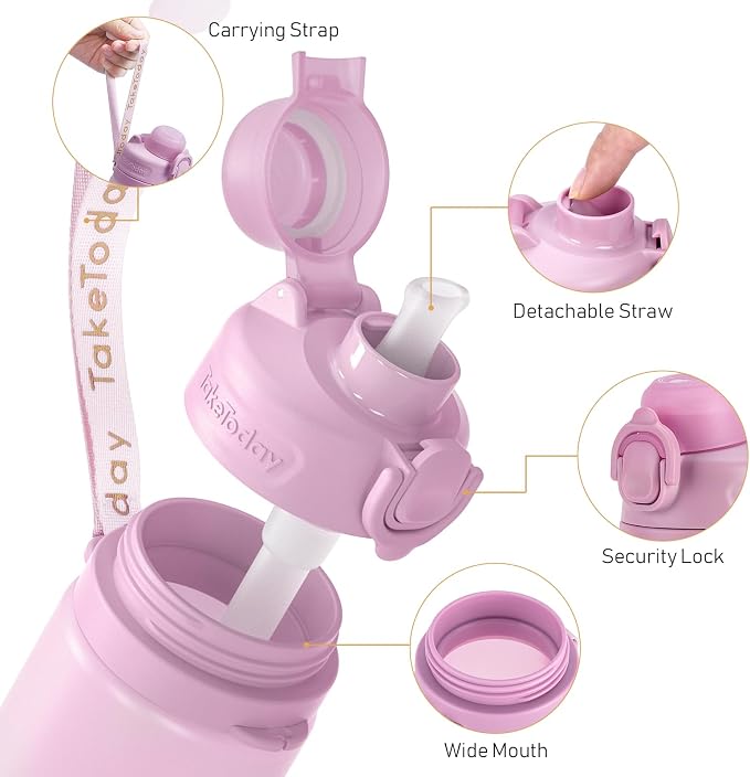 TakeToday Collapsible Water Bottles 20oz, Leak Proof, Foldable Silicone Travel - Image 5