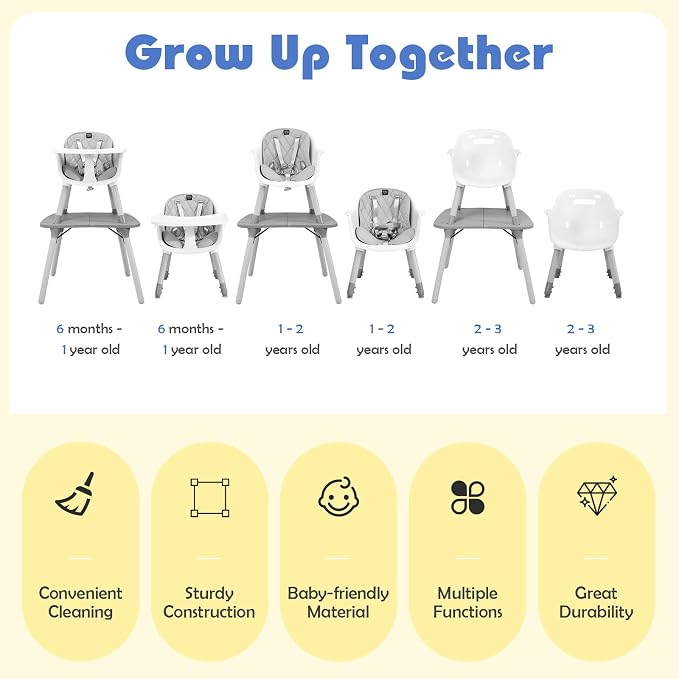 HONEY JOY 5-in-1 High Chair, Convertible Highchair - Image 8