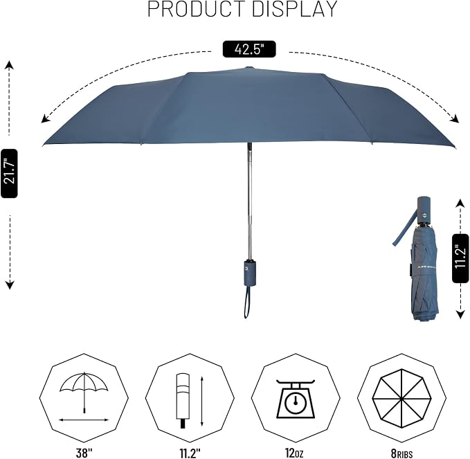 SY COMPACT Umbrella Automatic Travel Waterproof Light Folding Umbrellas Easy - Image 5