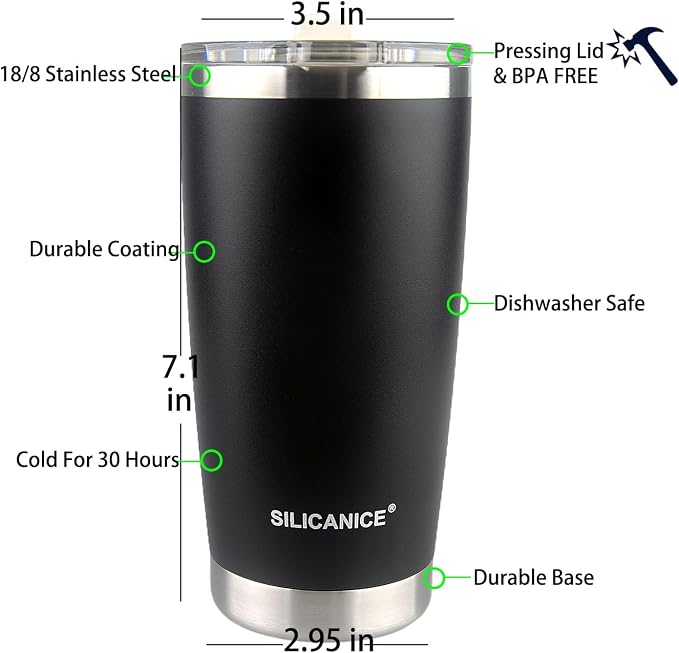 Night 20 oz Tumbler with Lid Straw, Stainless Steel Vacuum Insulated Cups - Image 9