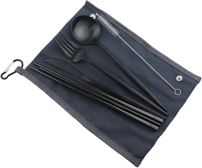 Gugrida Reusable Travel Utensils, 7 Piece Portable 304 Stainless Steel - Image 2